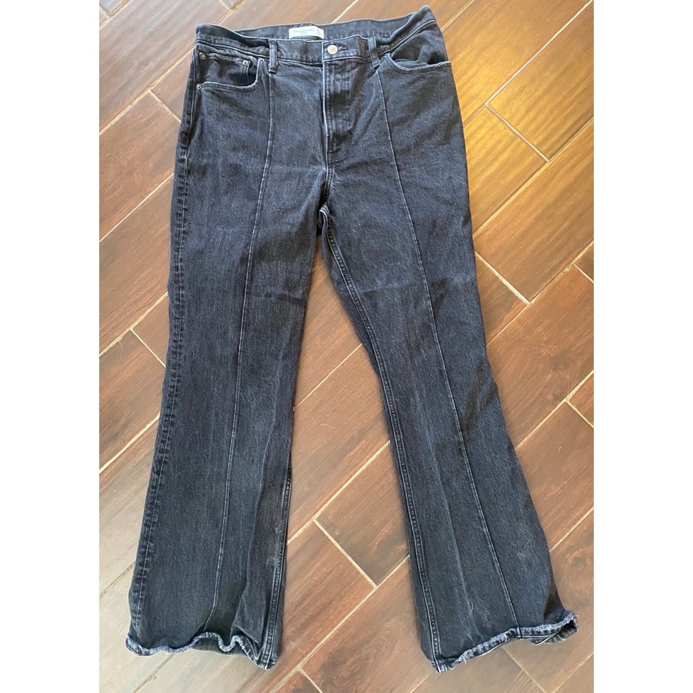 Abercrombie Fitch High Rise Flare Jeans Women's  32x34 Black Wash Denim